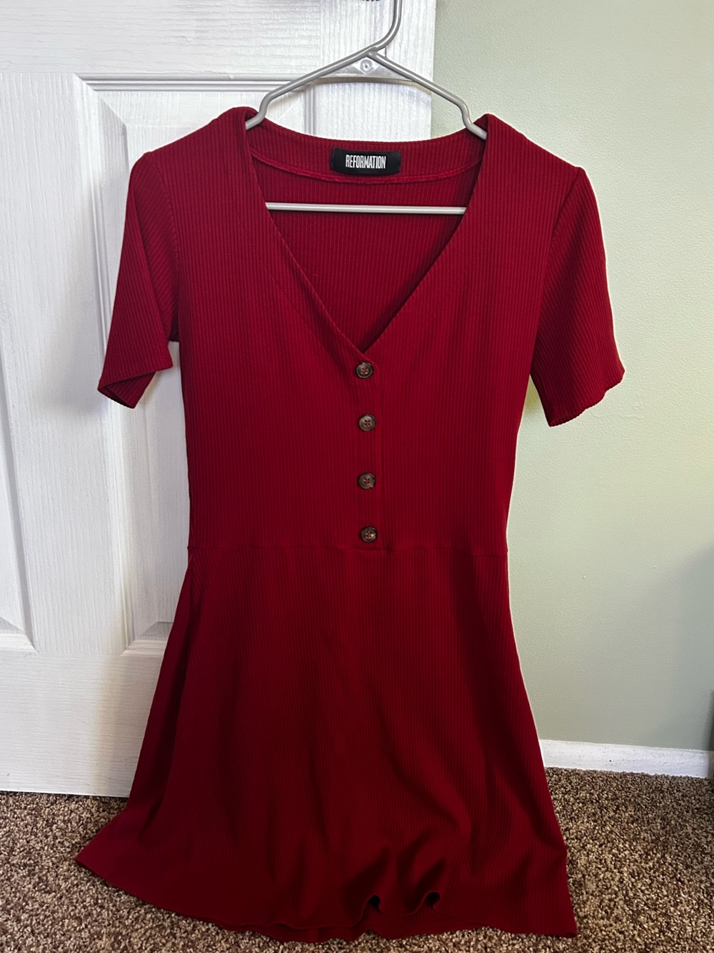 Reformation Short Sleeve Button Dress - L